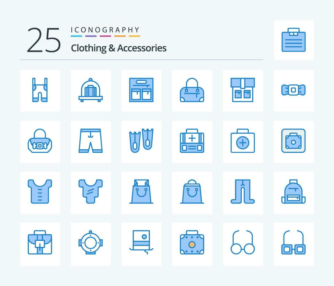 Clothing  Accessories 25 Blue Color icon pack including clothe. purse. fashion. fashion. tie vector