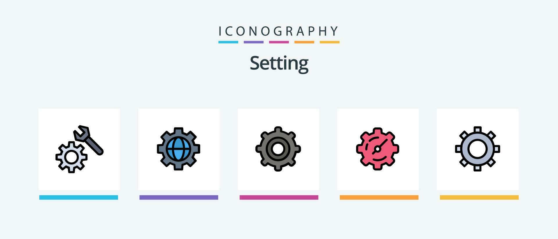 Setting Line Filled 5 Icon Pack Including . setting. location. gear. setting. Creative Icons Design vector