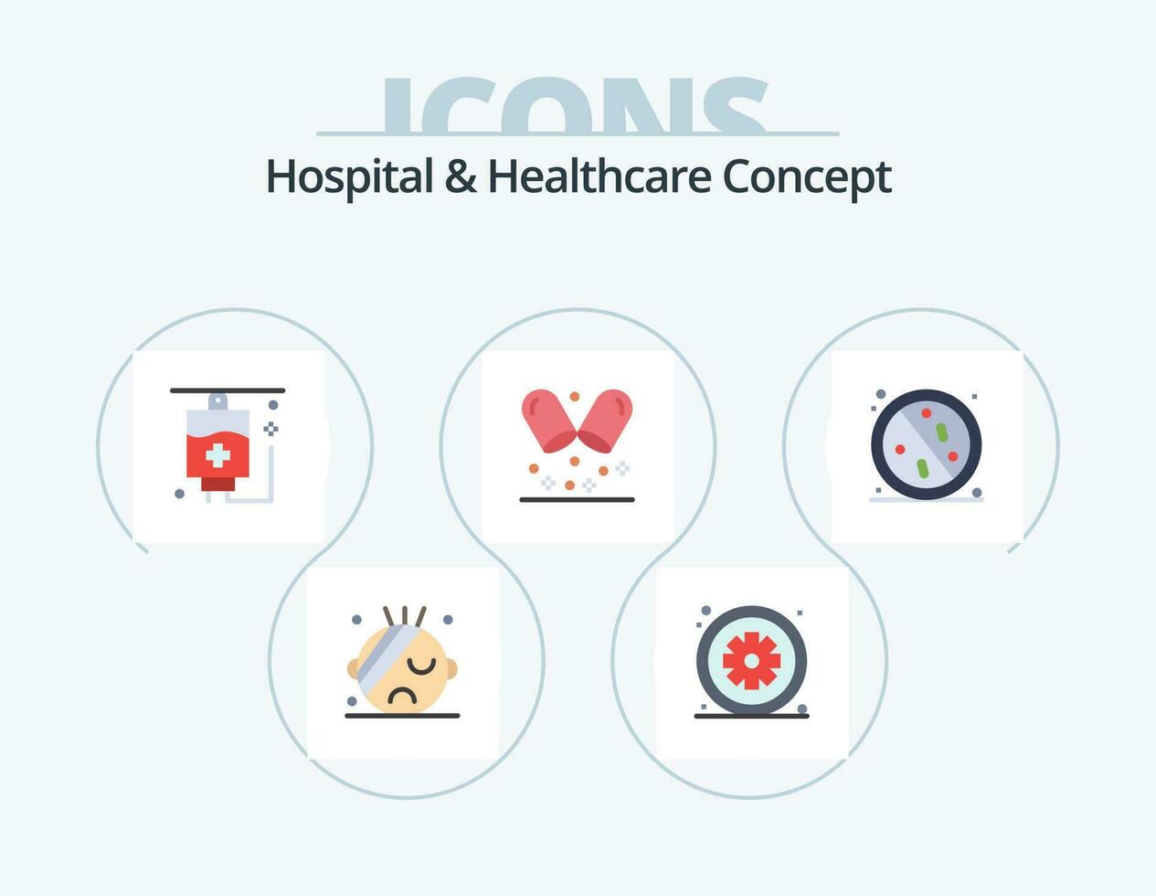 hospital y cuidado de la salud concepto plano icono paquete 5 5 icono diseño. . antivirus. hospital vector