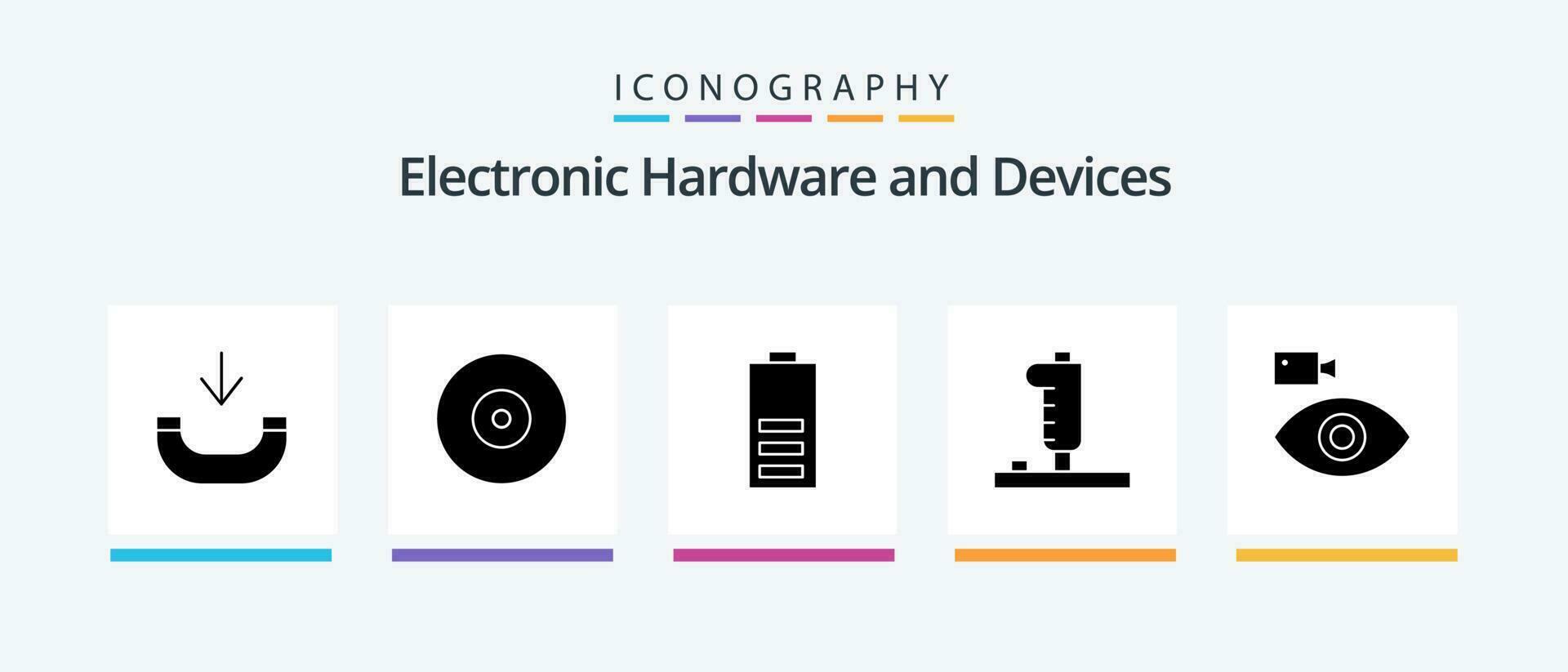 Devices Glyph 5 Icon Pack Including camera. cam. electricity. joystick. device. Creative Icons Design vector