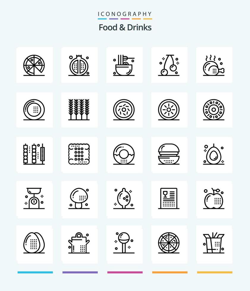 Creative Food  Drinks 25 OutLine icon pack  Such As cooking. fruit. cooking. food. snack vector