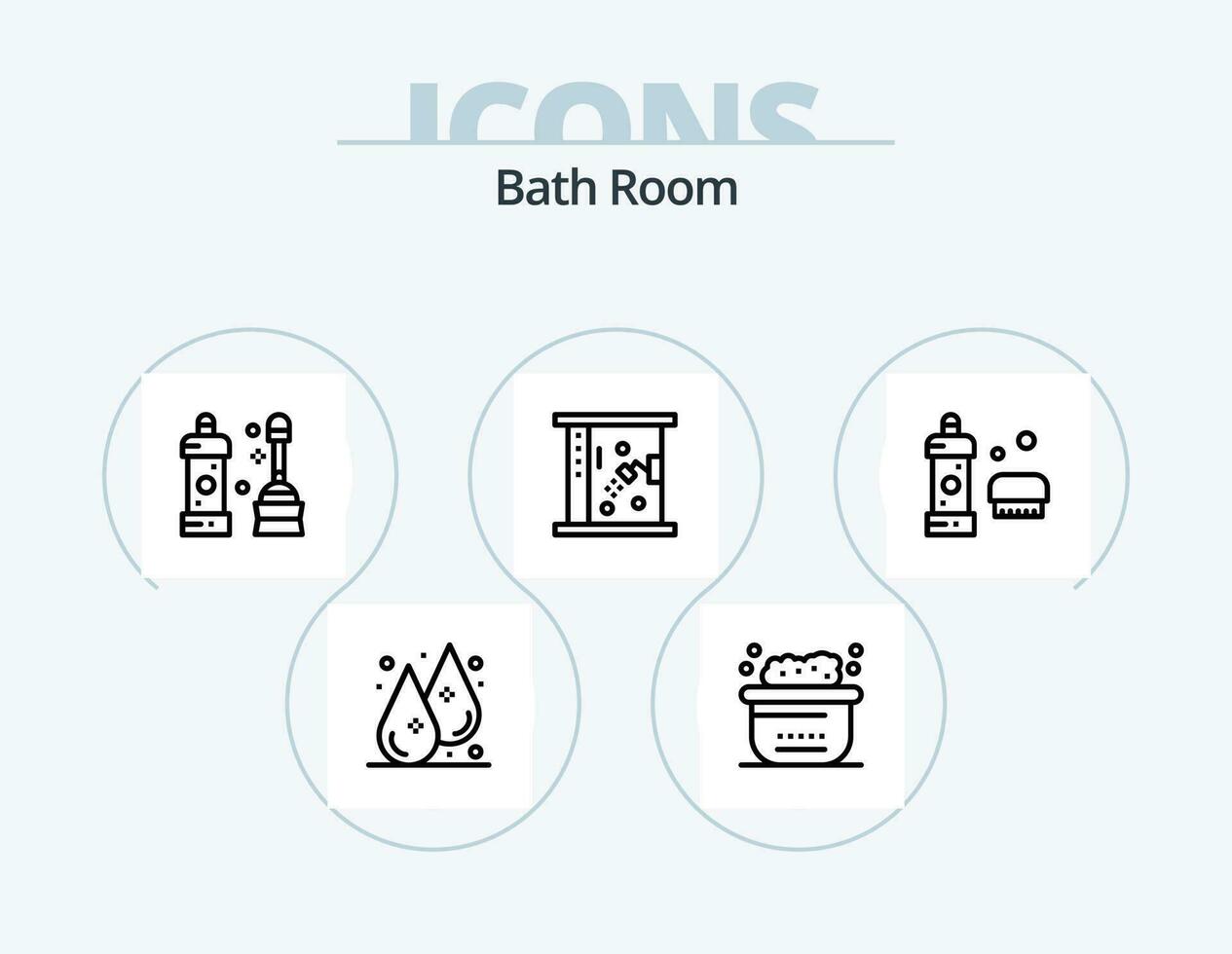 Bath Room Line Icon Pack 5 Icon Design. . shower. bathroom. cleaning. bath vector
