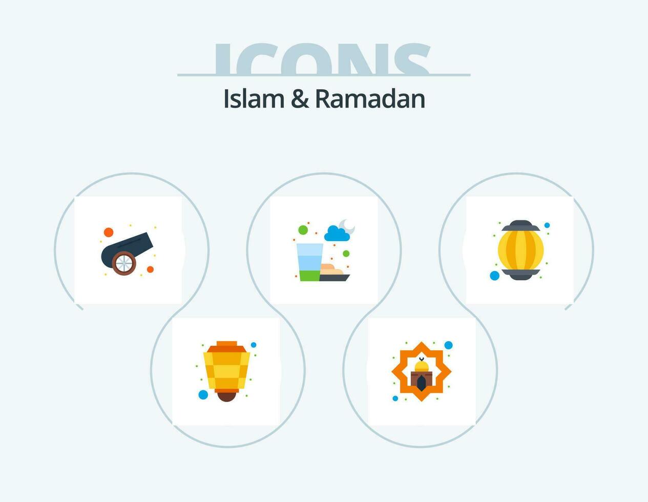 islam y Ramadán plano icono paquete 5 5 icono diseño. islam. Ramadán. musulmán. hora. musulmán vector