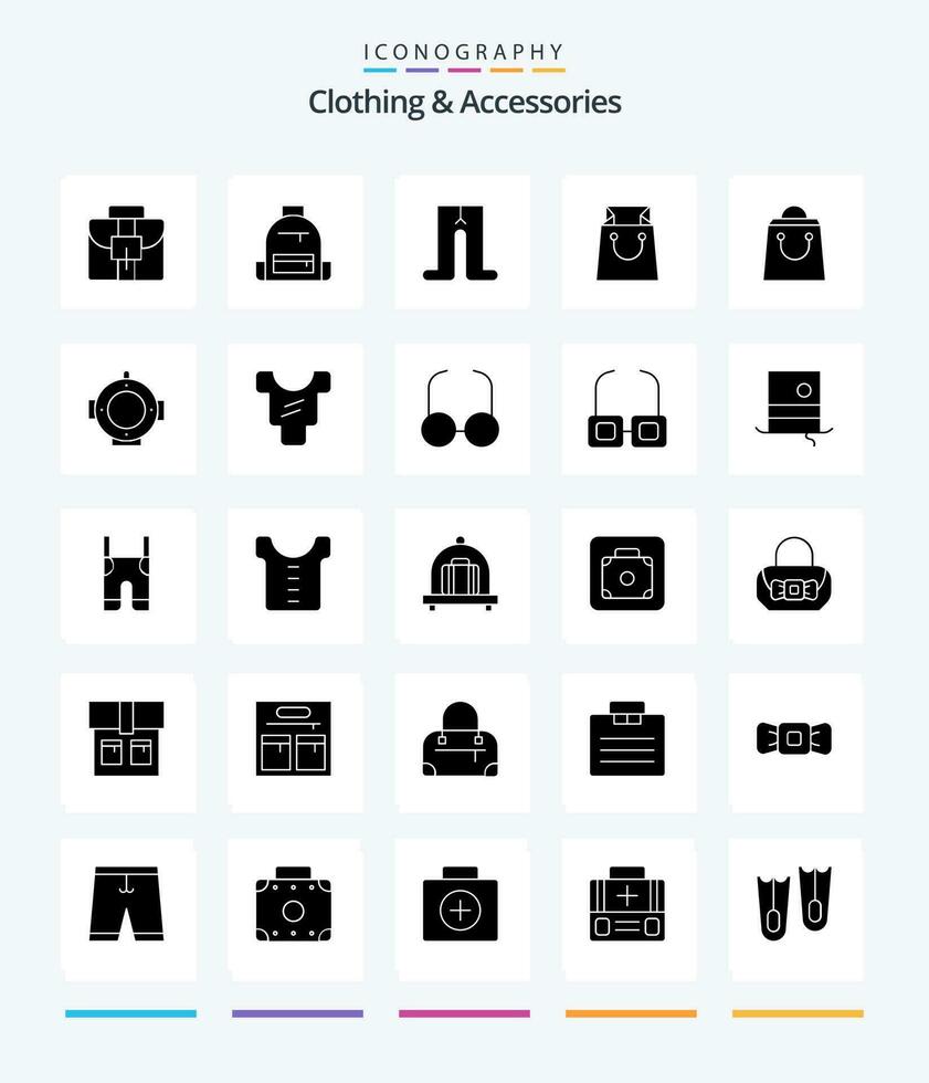 Creative Clothing  Accessories 25 Glyph Solid Black icon pack  Such As baby. helm. baby. diving. shop vector