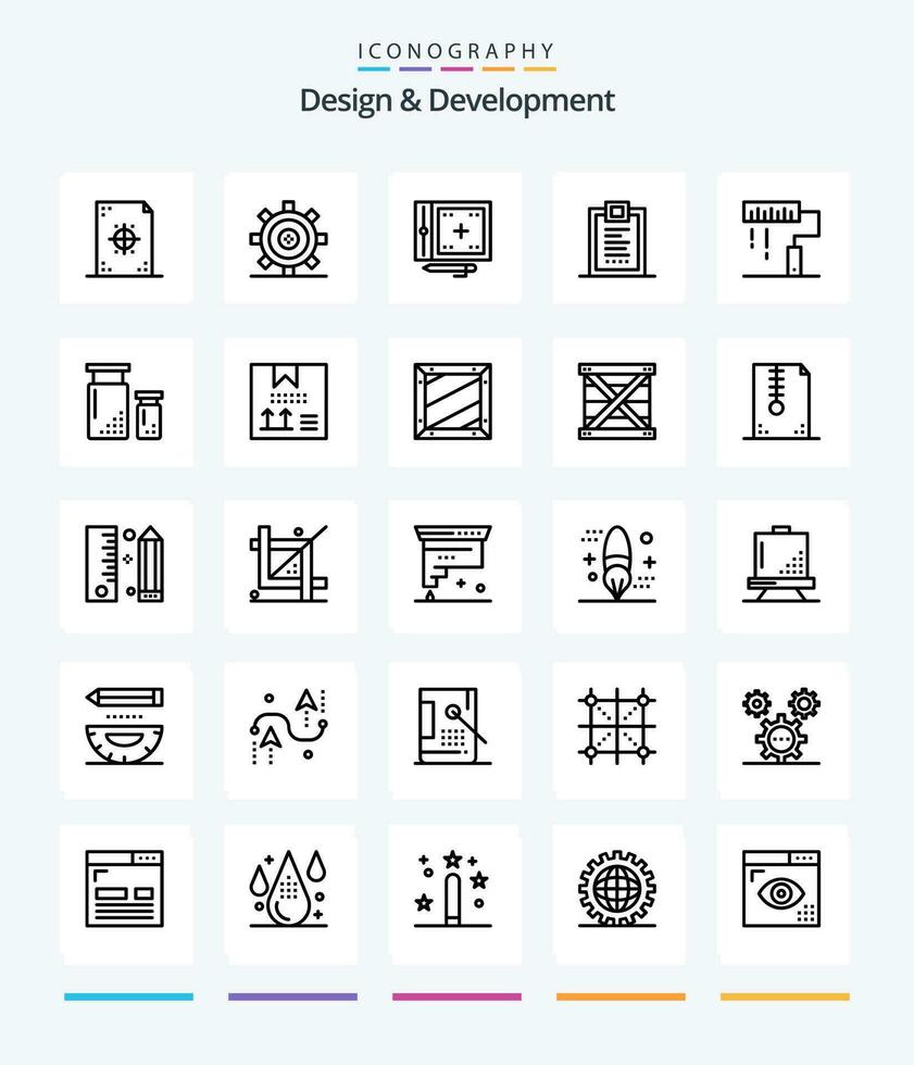 Creative Design  Development 25 OutLine icon pack  Such As delivery. coding. gear. programing. development vector