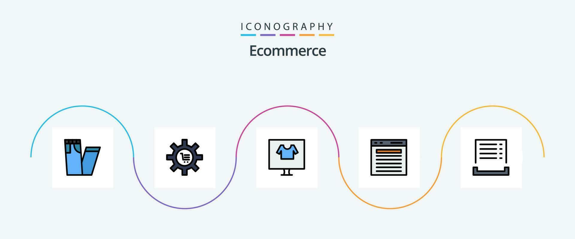 comercio electrónico línea lleno plano 5 5 icono paquete incluso sitio web. más. vestir. encontrar. camisa vector