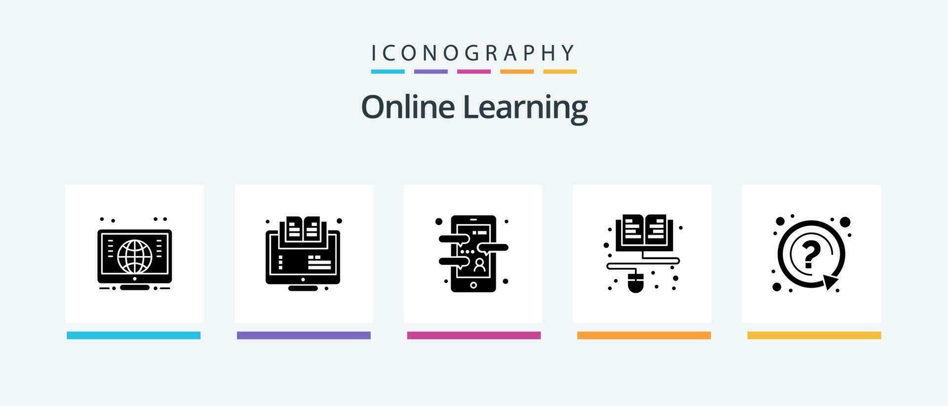 en línea aprendizaje glifo 5 5 icono paquete incluso preguntar. aprendiendo. aplicación educación. idioma aplicación creativo íconos diseño vector