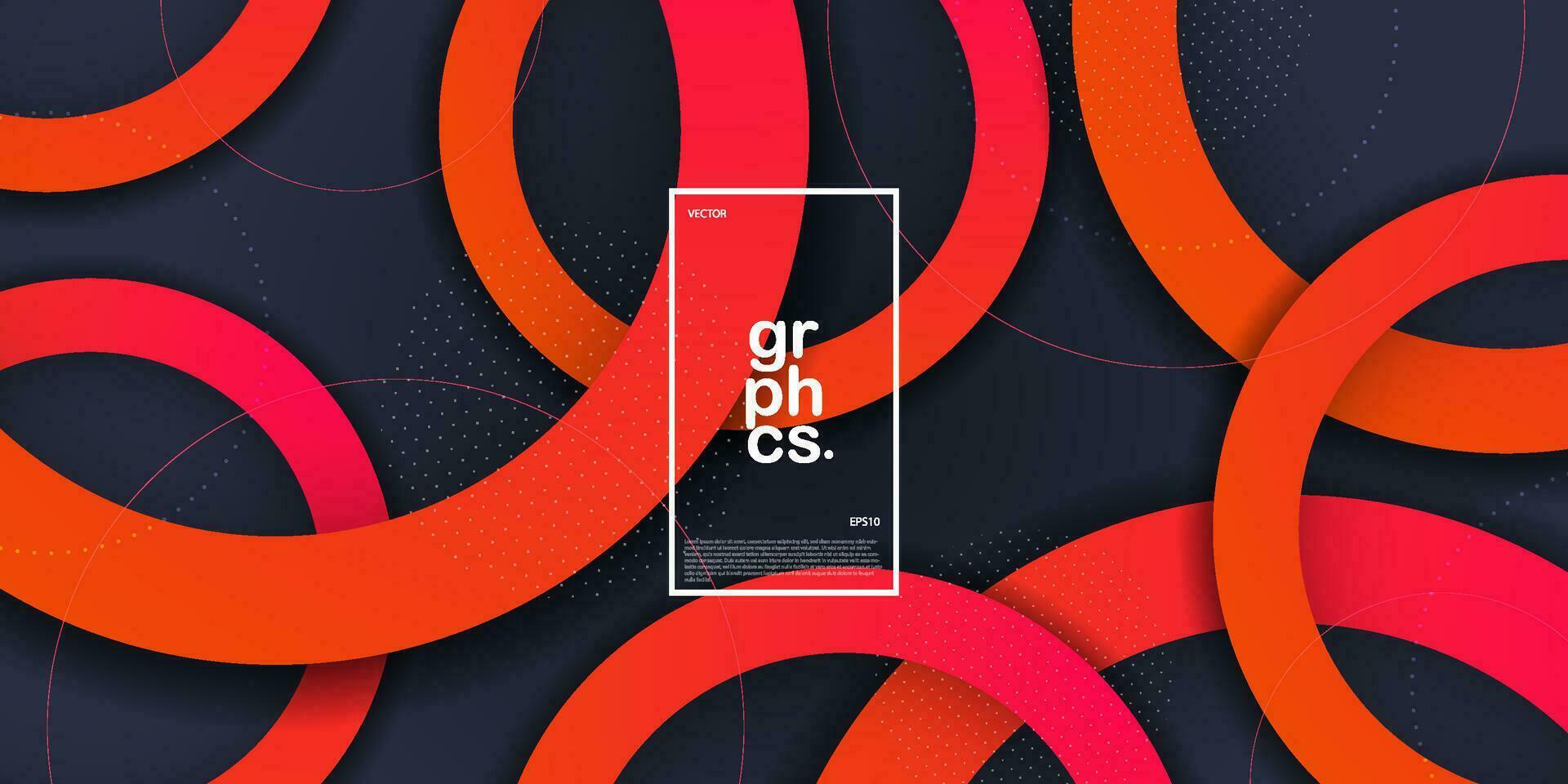 Dark gray gradient background with colorful dynamic orange circle shapes pattern. Abstract template and modern stylish texture background. Eps10 vector illustration