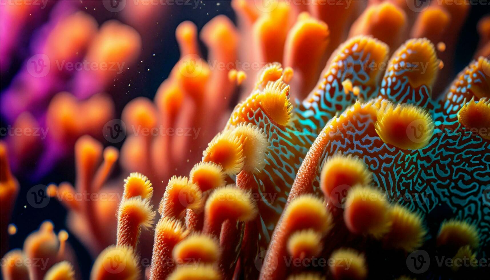 Underwater macro reveals multi colored sea life patterns Ai Generate photo