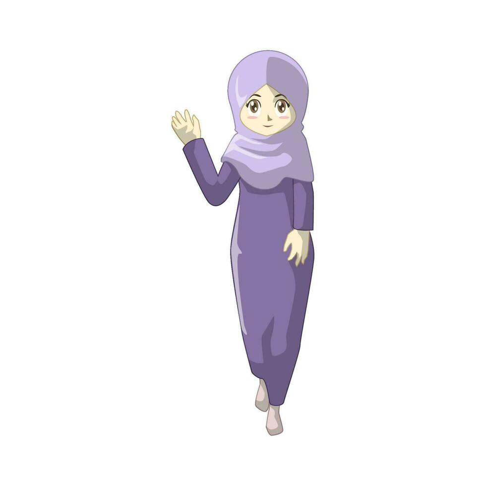 A Woman Wearing Muslim Clothes in Anime Style vector