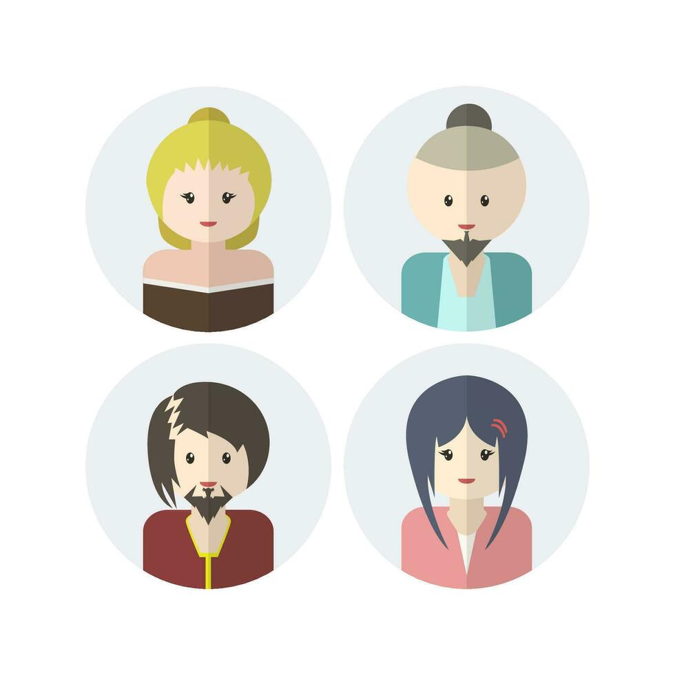 Collection of Cute Avatar Designs with Flat Design Style vector