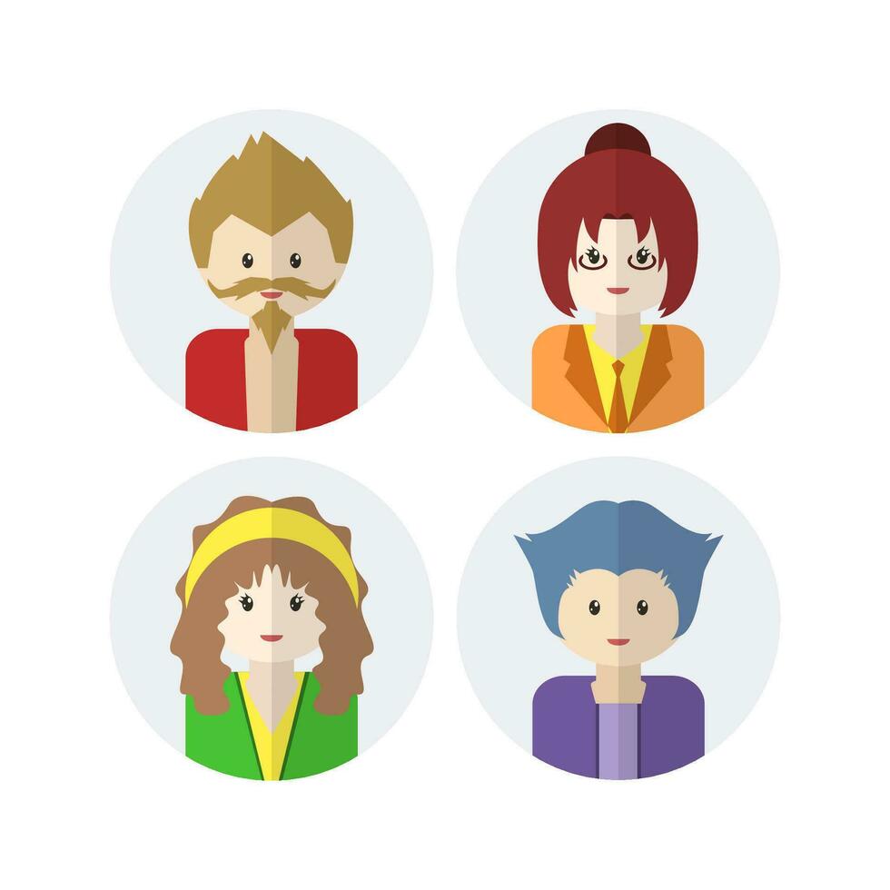 Collection of Cute Avatar Designs with Flat Design Style vector