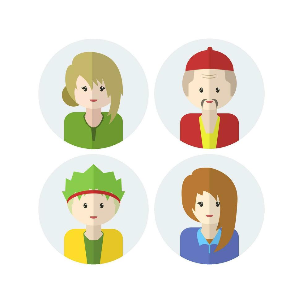 Collection of Cute Avatar Designs with Flat Design Style vector