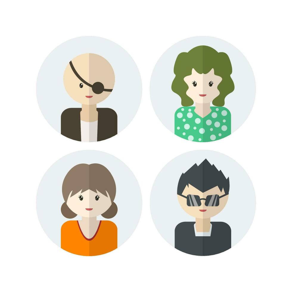 Collection of Cute Avatar Designs with Flat Design Style vector