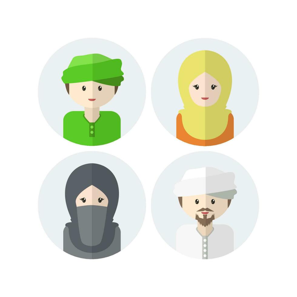 Collection of Cute Avatar Designs with Flat Design Style vector