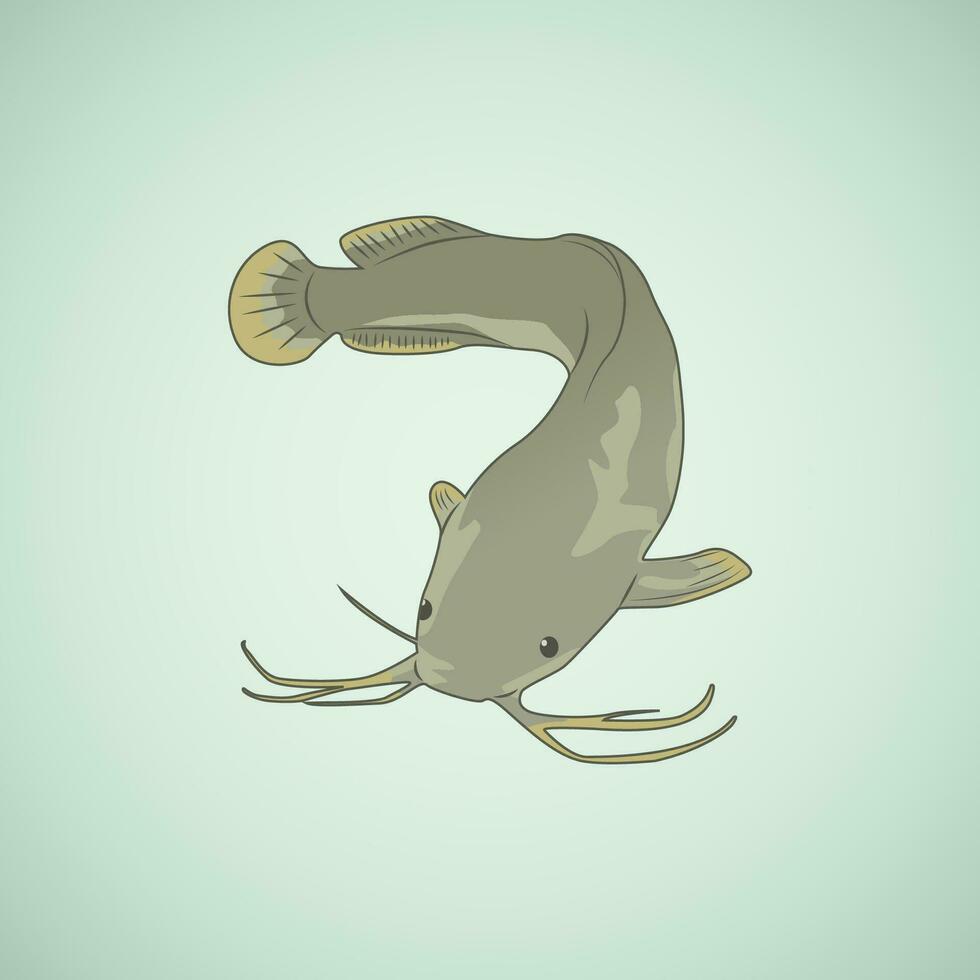 Vector Illustration of Catfish, Made Simple in Gray