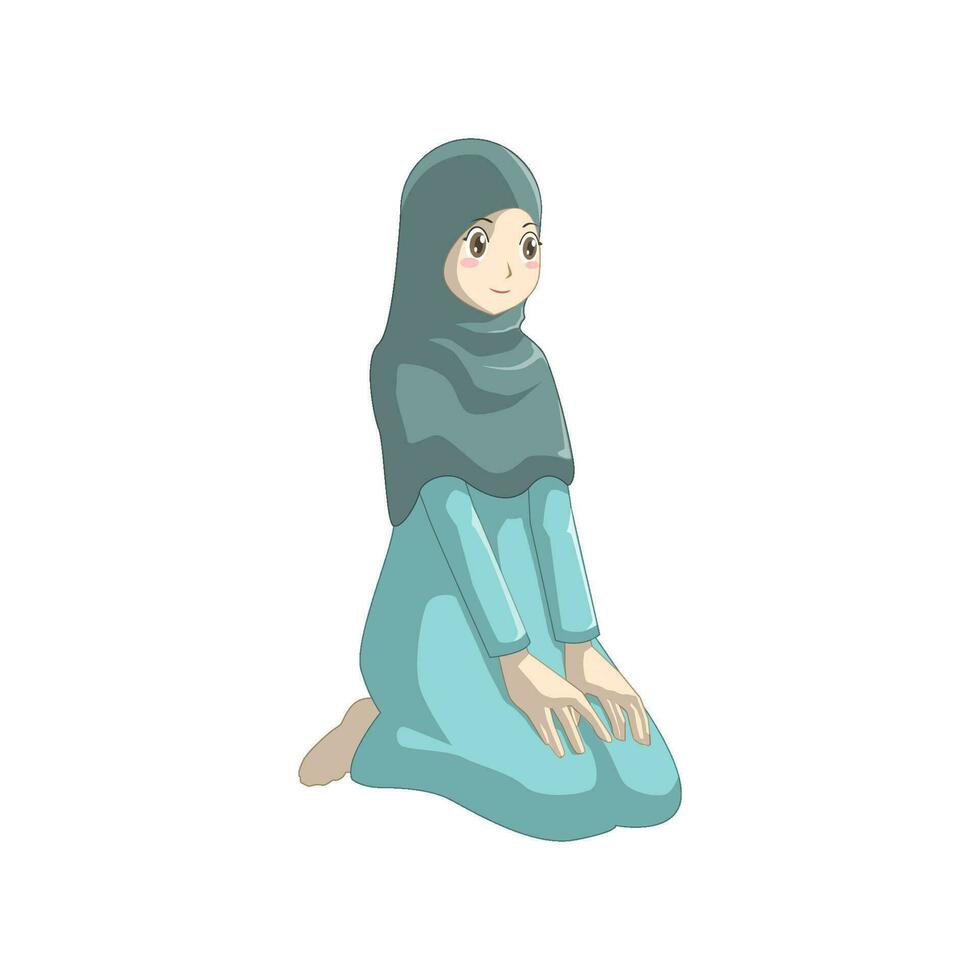 un mujer vistiendo musulmán ropa en anime estilo vector