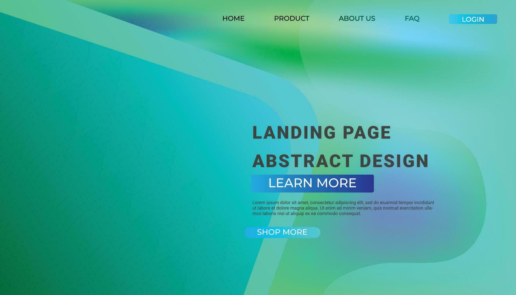 Landing page template with liquid fluid shapes and geometric patterns for business website design. Eps10 vector illustration