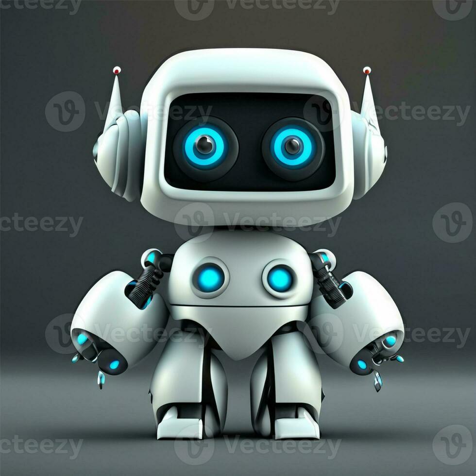 cute Ai 3D robot with a plain black background Ai Generate photo