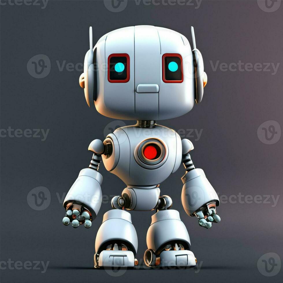 cute Ai 3D robot with a plain black background Ai Generate photo