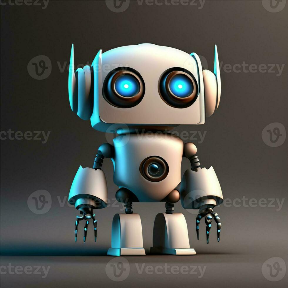 cute Ai 3D robot with a plain black background Ai Generate photo