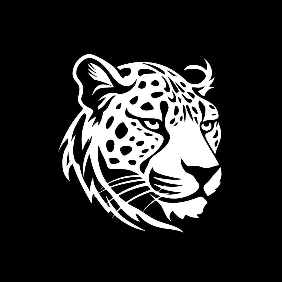 leopardo - negro y blanco aislado icono - vector ilustración