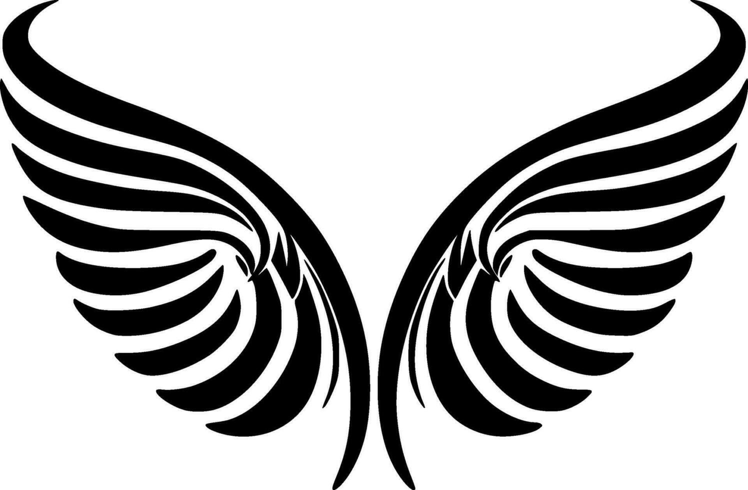 Angel Wings, Black and White Vector illustration