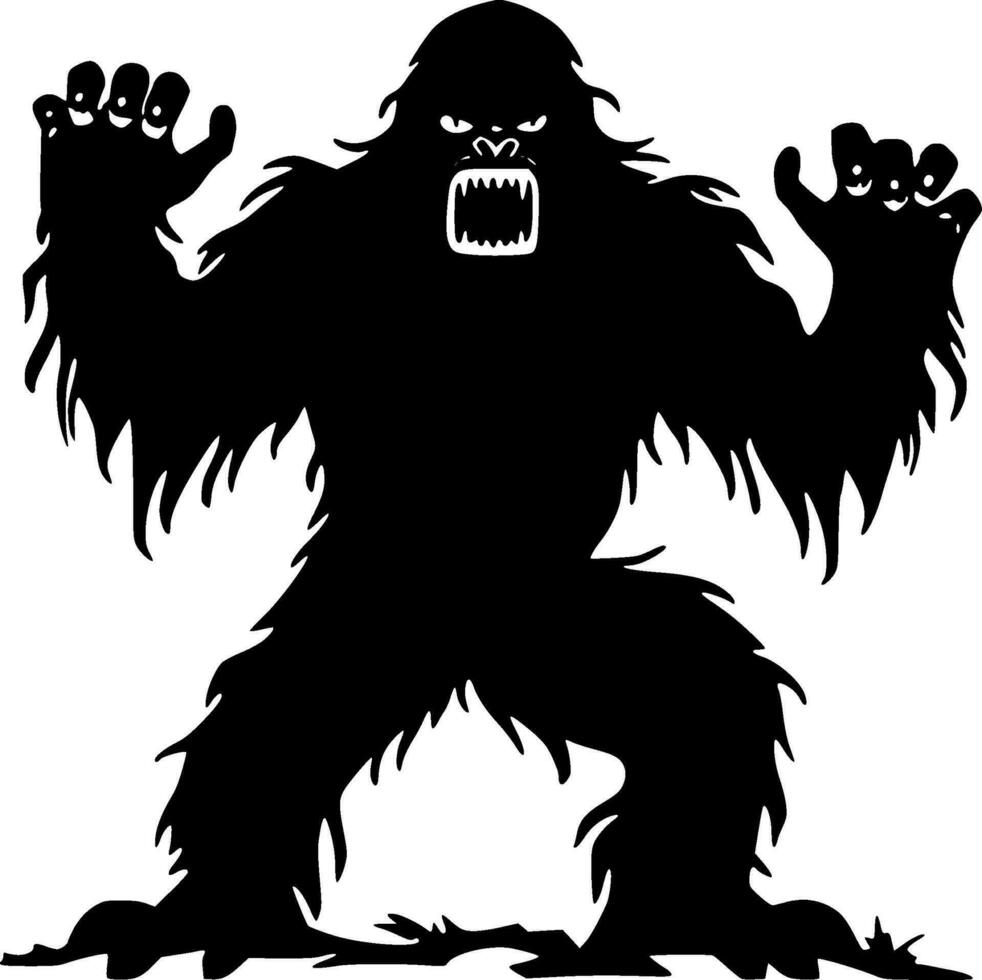 Bigfoot, Black and White Vector illustration