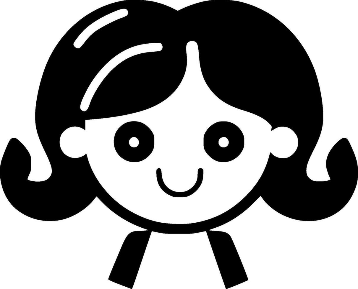 Children - Black and White Isolated Icon - Vector illustration