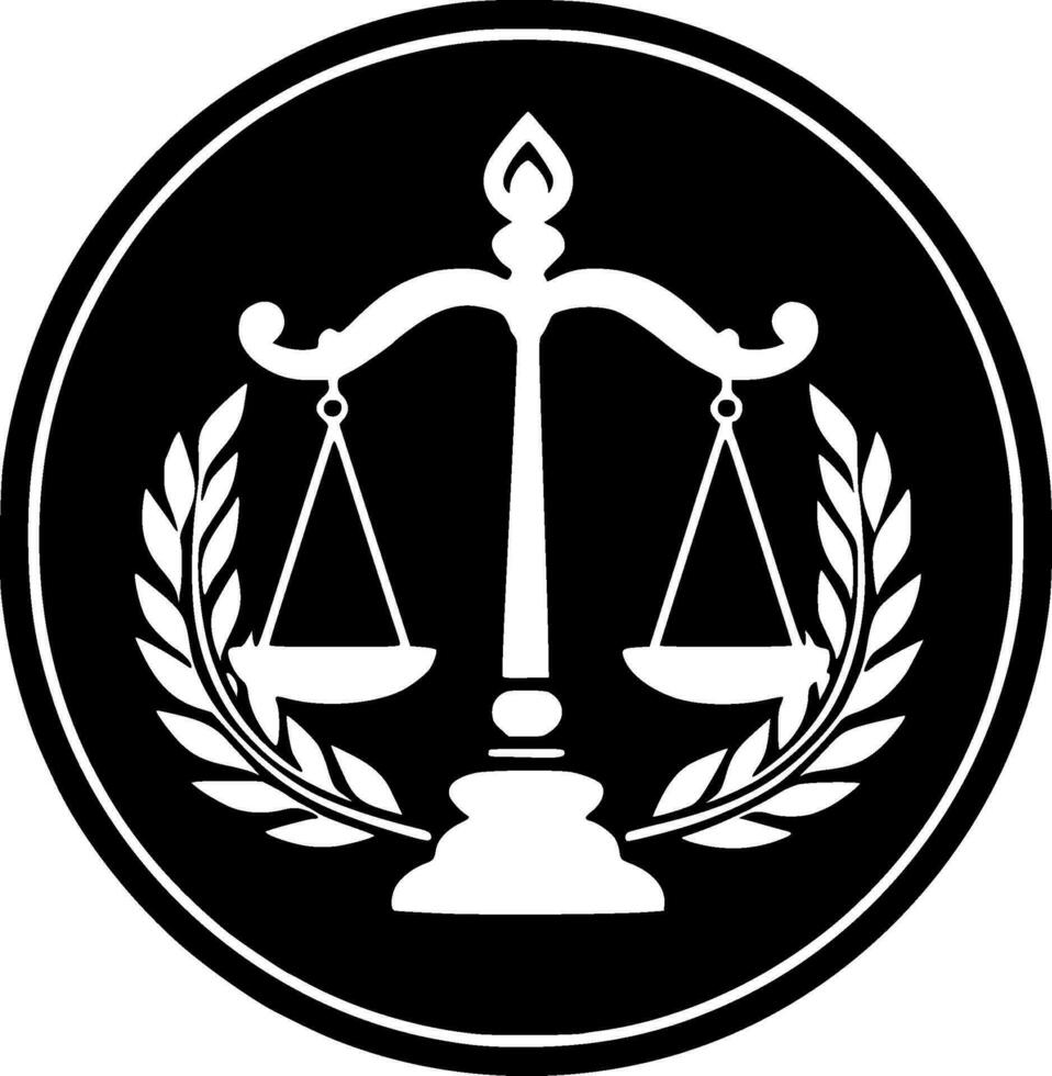Justice - Black and White Isolated Icon - Vector illustration