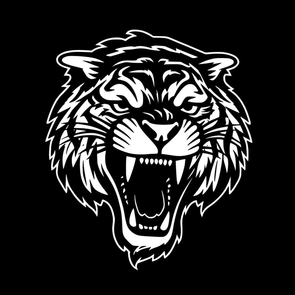 Tiger, Black and White Vector illustration