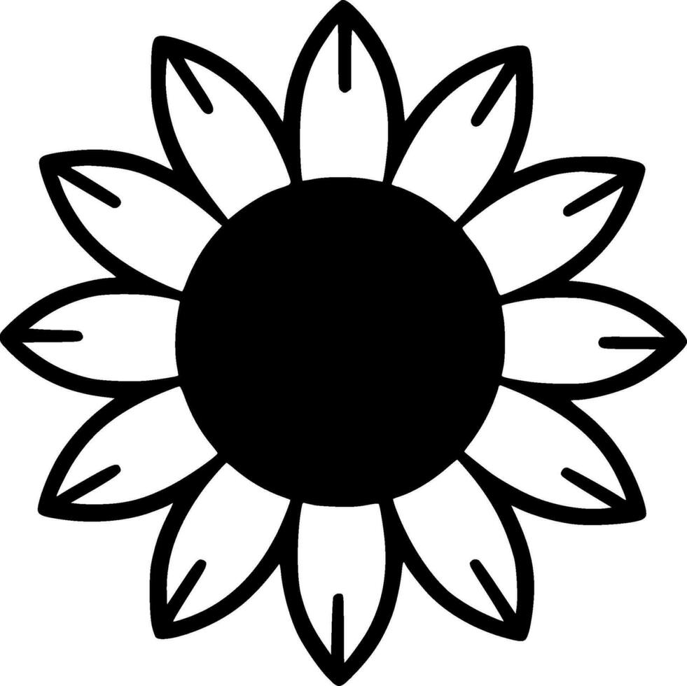 Sunflower, Black and White Vector illustration