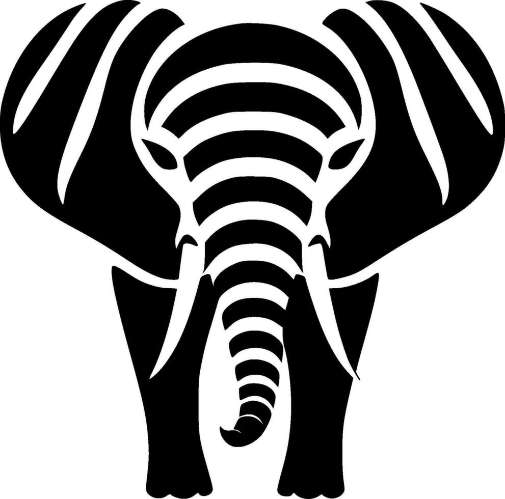 elefante - negro y blanco aislado icono - vector ilustración