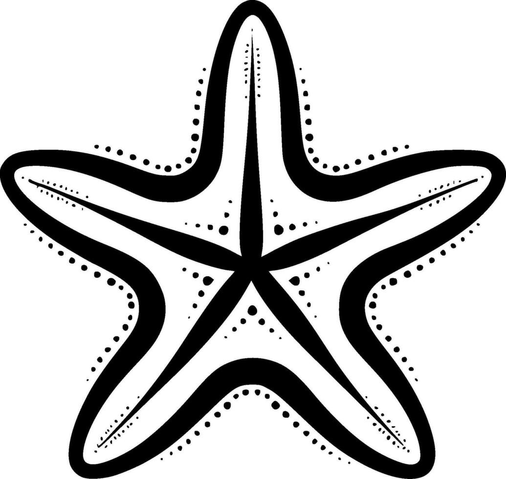 estrella de mar, negro y blanco vector ilustración