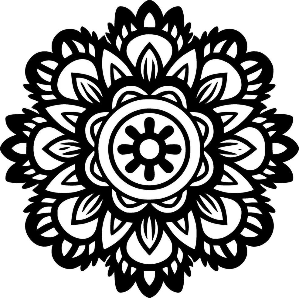 Mandala, Black and White Vector illustration