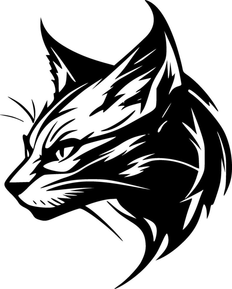 gato montés, negro y blanco vector ilustración