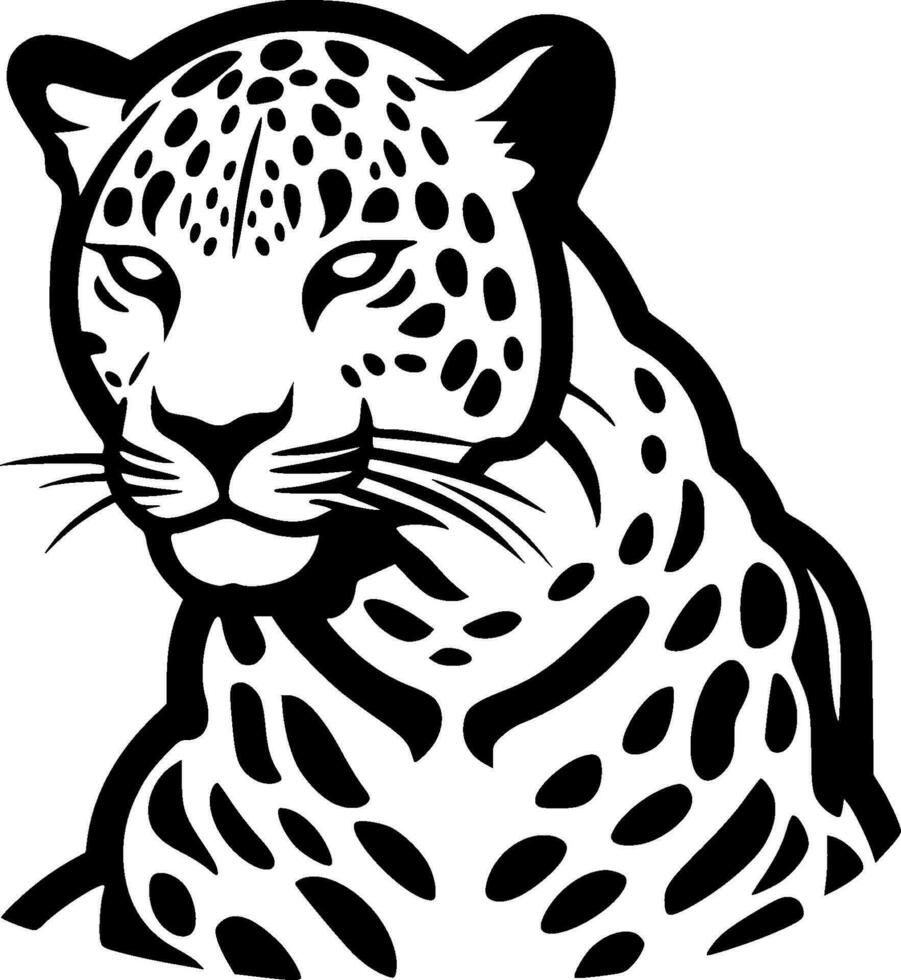 Leopard, Black and White Vector illustration