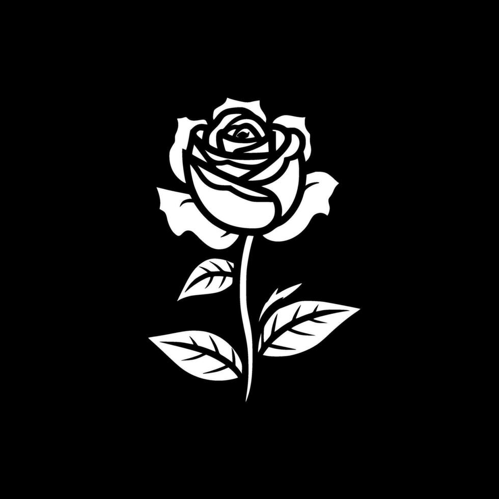 Rose - Black and White Isolated Icon - Vector illustration