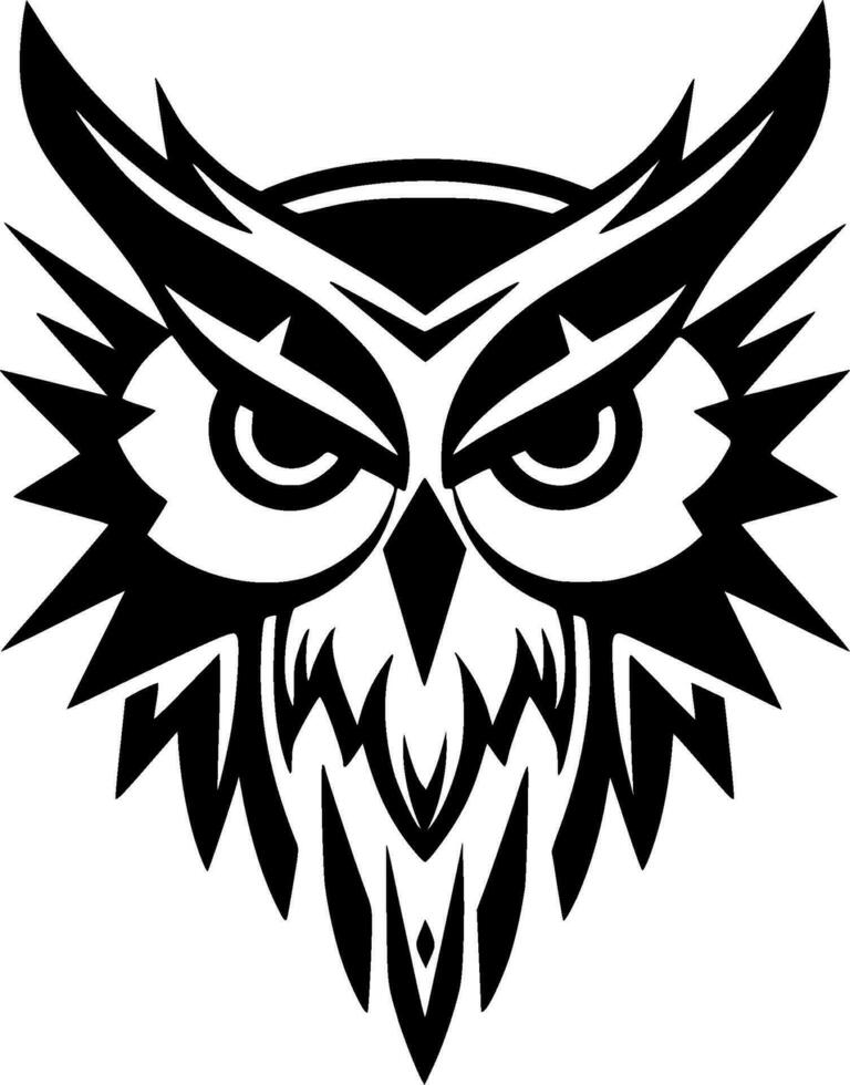 Owl - Black and White Isolated Icon - Vector illustration