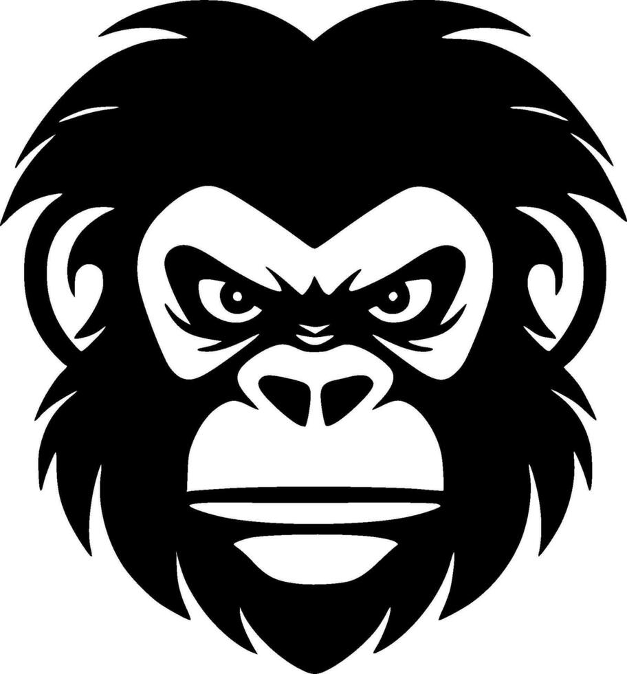 Monkey, Black and White Vector illustration