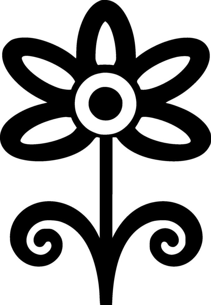 Flower, Black and White Vector illustration