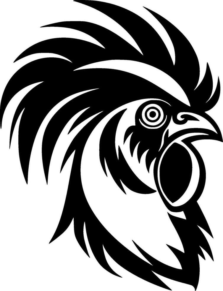 Rooster - Black and White Isolated Icon - Vector illustration