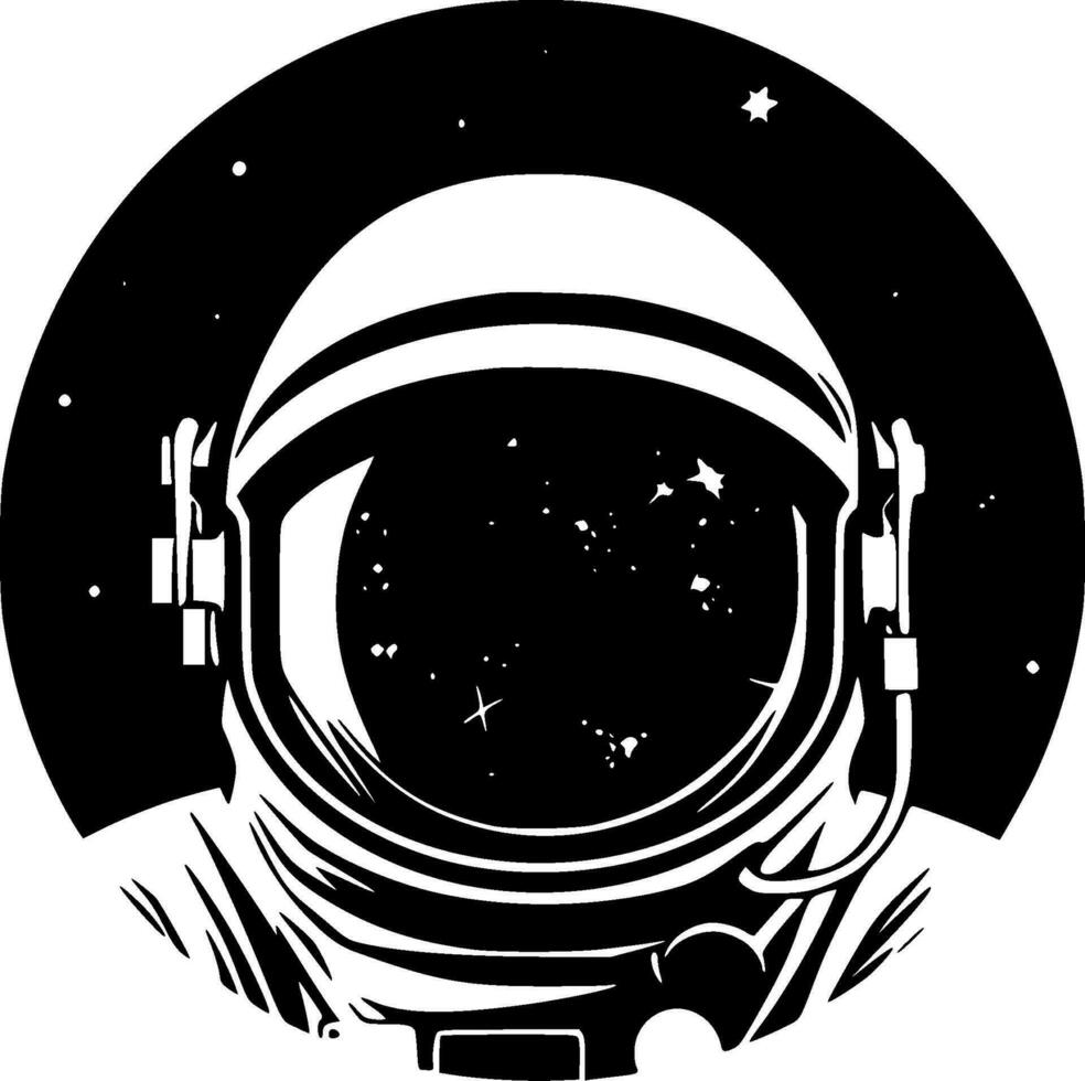 astronauta, negro y blanco vector ilustración