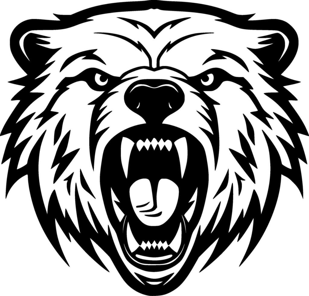 Bear, Black and White Vector illustration