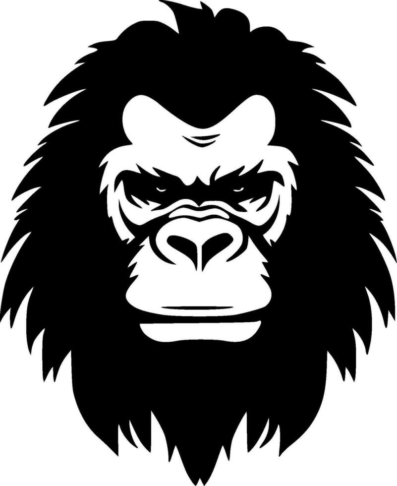 Gorilla, Black and White Vector illustration