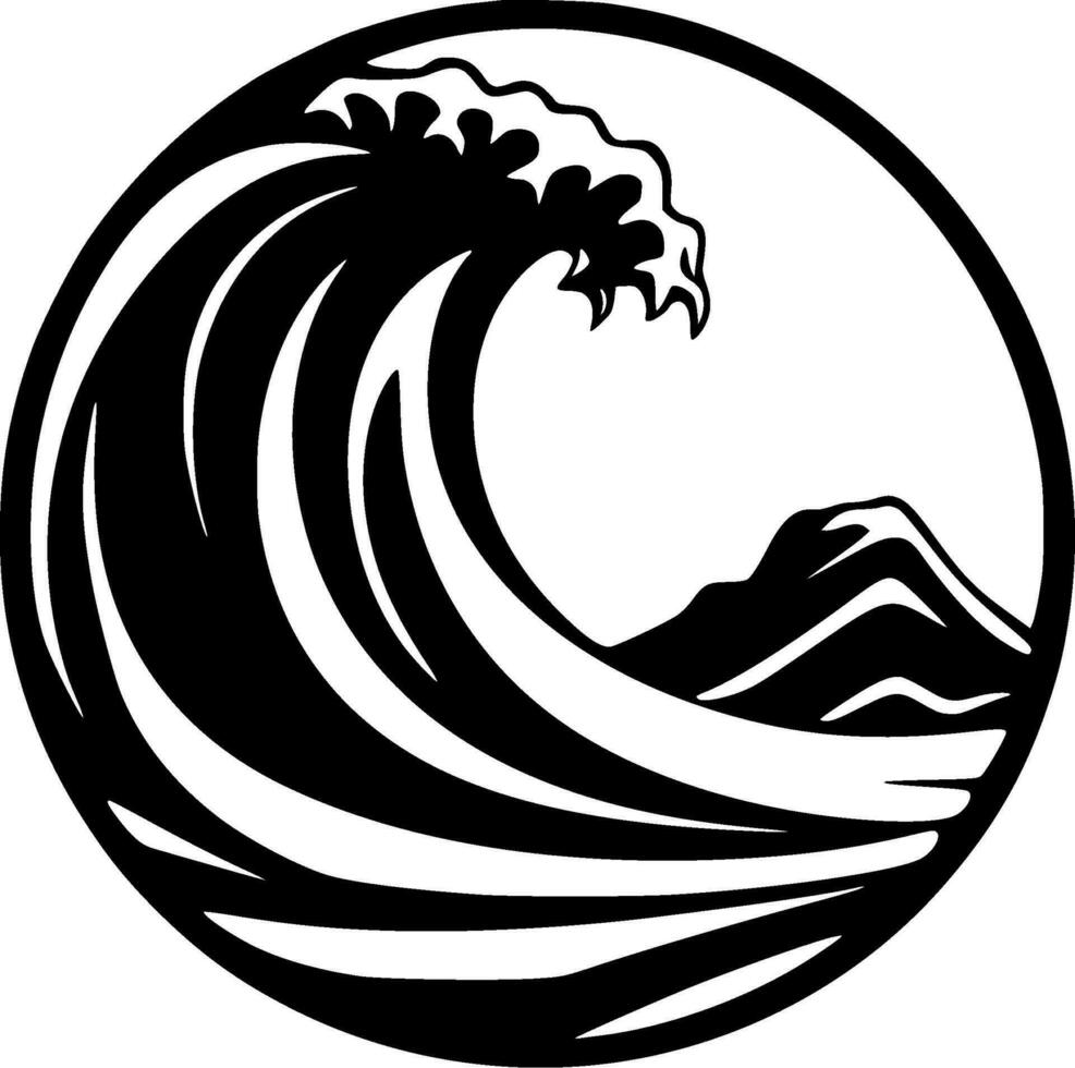 Wave - Black and White Isolated Icon - Vector illustration