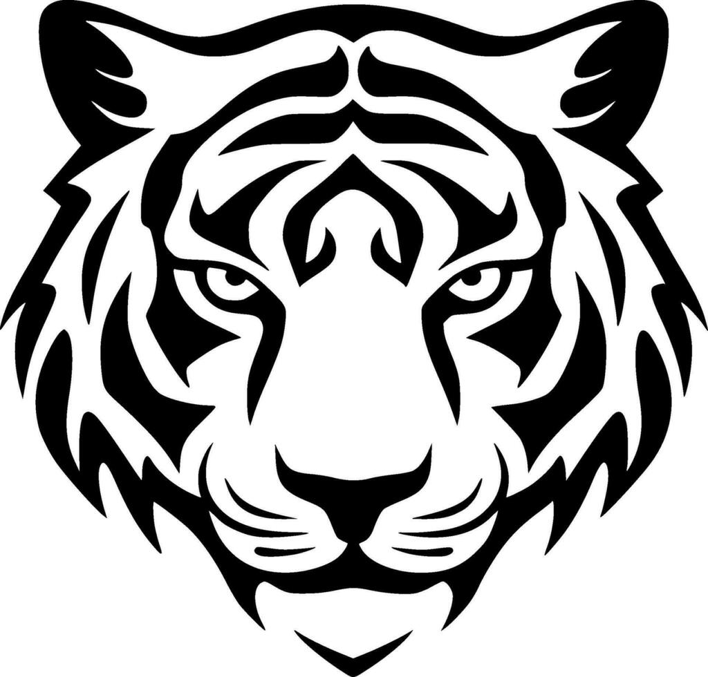 Tigre - negro y blanco aislado icono - vector ilustración