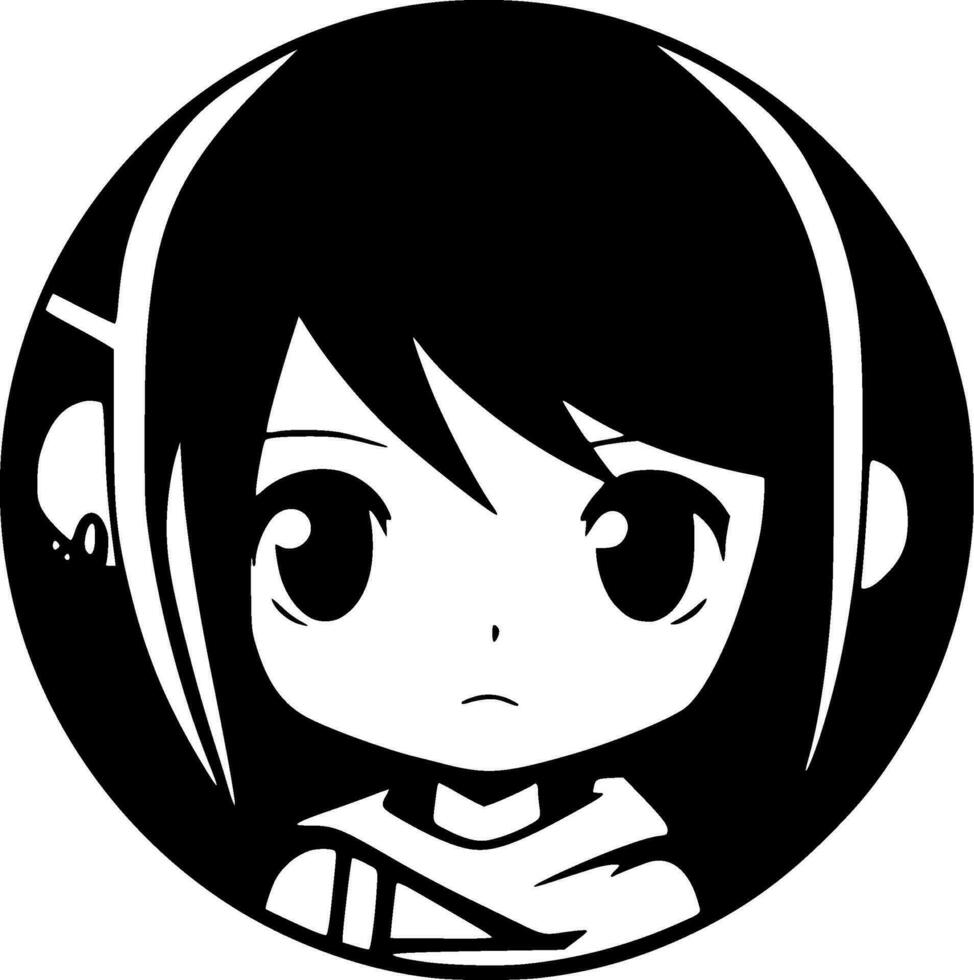 Anime - Black and White Isolated Icon - Vector illustration