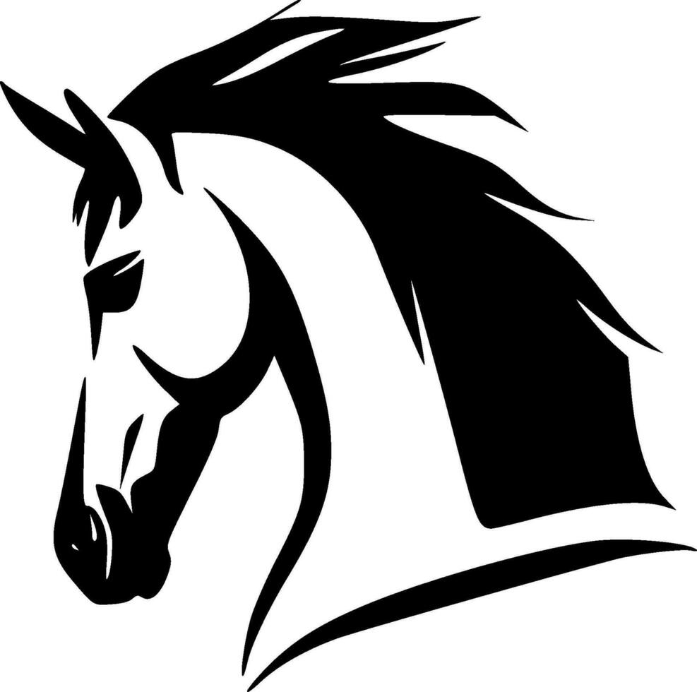 caballo - negro y blanco aislado icono - vector ilustración