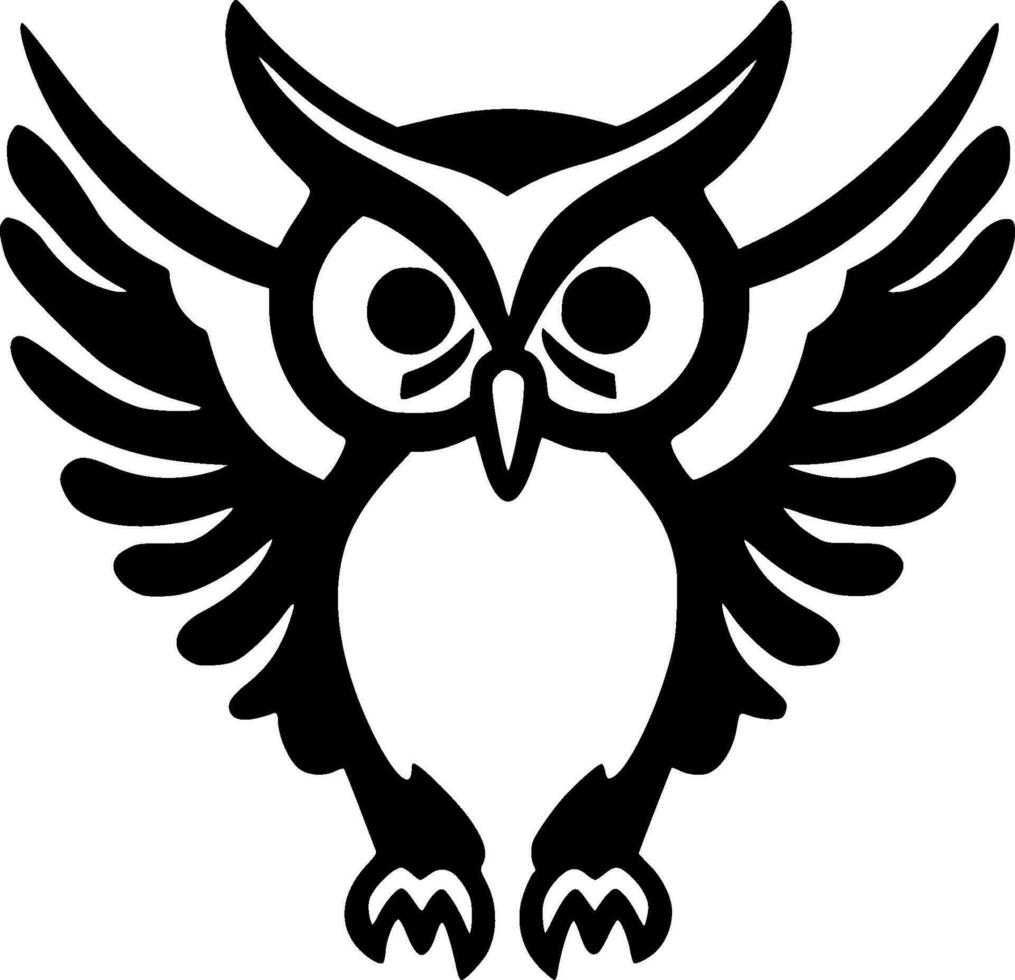 Owl - Black and White Isolated Icon - Vector illustration